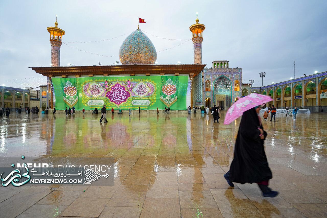 طراوت باران پاییزی در حرم شاهچراغ(ع)